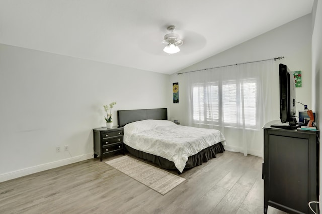 22831 Royal Crown Ter, Boca Raton, FL 33433 - bedroom featuring lofted ceiling, light wood-style floors, baseboards, and a ceiling fan