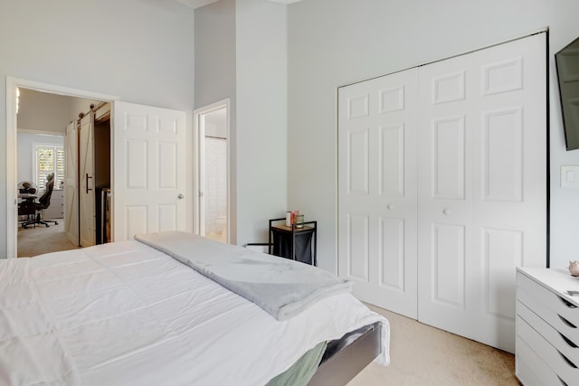 6936 Stoney Creek Cir, Lake Worth, FL 33467 - bedroom featuring light carpet, a towering ceiling, and a closet