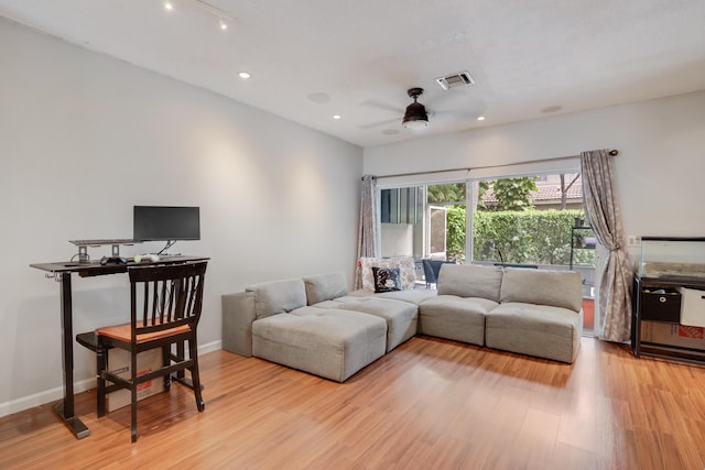 6936 Stoney Creek Cir, Lake Worth, FL 33467 - living area featuring ceiling fan, light wood-style flooring, recessed lighting, and baseboards