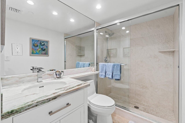 250 S Ocean Blvd Unit 2H, Boca Raton, FL 33432 - full bath with vanity, toilet, a stall shower, and recessed lighting