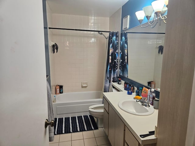 24 Bedford Ct Unit A, Royal Palm Beach, FL 33411 - bathroom with tile patterned floors, toilet, vanity, and shower / tub combo with curtain