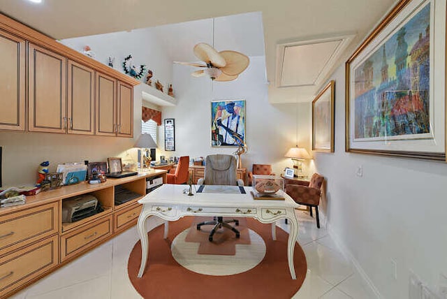 150 Beach Summit Ct, Jupiter, FL 33477 - office space with attic access, light tile patterned floors, ceiling fan, and baseboards