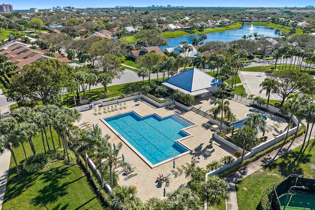 150 Beach Summit Ct, Jupiter, FL 33477 - drone / aerial view of a nearby body of water and a pool area
