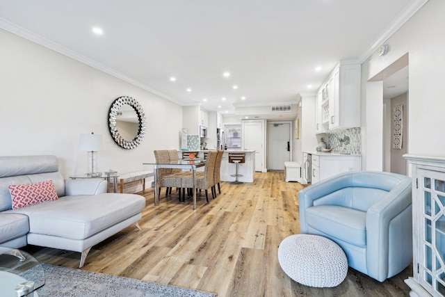 200 E Royal Palm Rd Unit 3040, Boca Raton, FL 33432 - living area featuring ornamental molding, light wood-style floors, and recessed lighting