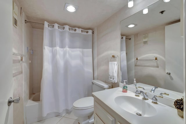 2697 N Ocean Blvd Unit 407-F, Boca Raton, FL 33431 - full bath featuring toilet, vanity, shower / bath combination with curtain, and tile patterned flooring