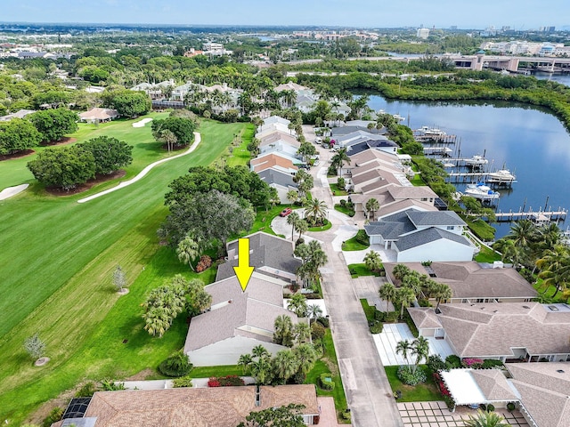 17187 Bay St, Jupiter, FL 33477 - aerial perspective of suburban area with a large body of water and a golf course