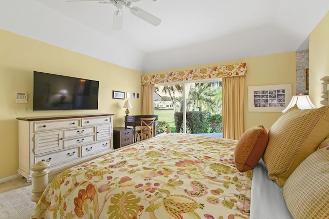 17187 Bay St, Jupiter, FL 33477 - bedroom featuring access to outside, a ceiling fan, and vaulted ceiling