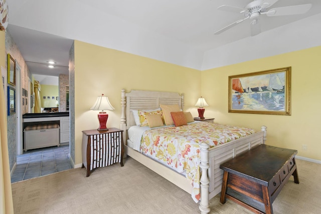 17187 Bay St, Jupiter, FL 33477 - bedroom with carpet, recessed lighting, baseboards, and ceiling fan