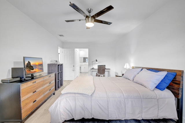 10164 40th Way S Unit 256, Boynton Beach, FL 33436 - bedroom with light wood-style flooring and a ceiling fan