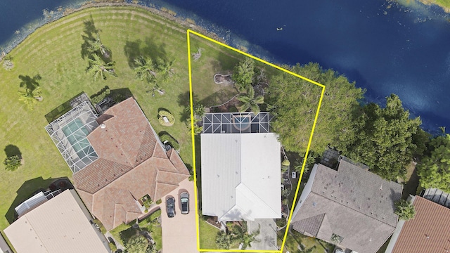 aerial overview of property's location with property parcel outlined