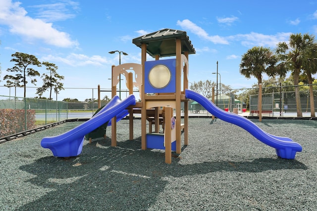 community play area featuring fence