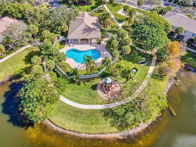 4838 Palmbrooke Cir, West Palm Beach, FL 33417 - bird's eye view of a pool area and a large body of water