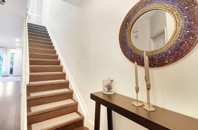 4838 Palmbrooke Cir, West Palm Beach, FL 33417 - staircase with recessed lighting and wood finished floors
