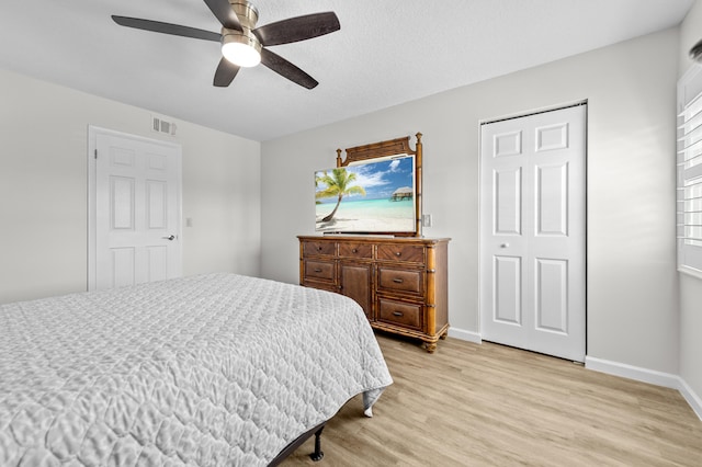 3561 Pine Tree Ct Unit A-2, Greenacres, FL 33463 - bedroom featuring light wood-style floors, baseboards, and ceiling fan