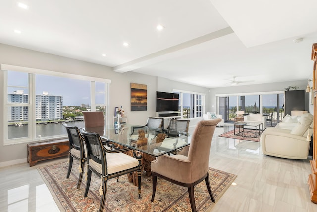 400 Seasage Dr Unit 805, Delray Beach, FL 33483 - dining space with ceiling fan, recessed lighting, and baseboards