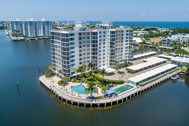 400 Seasage Dr Unit 805, Delray Beach, FL 33483 - aerial view of apartment complex / building, a nearby body of water, and a pool