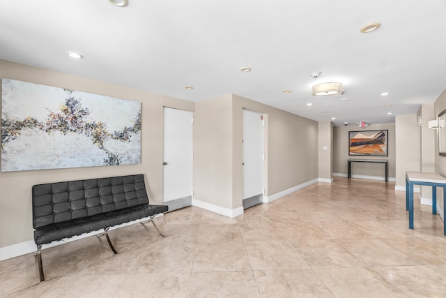 55 SW 2nd Ave Unit 405G, Boca Raton, FL 33432 - living area with baseboards, recessed lighting, and light tile patterned floors