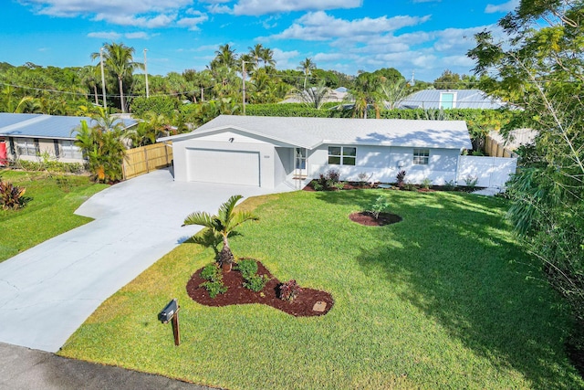 single story home with driveway, a garage, and stucco siding