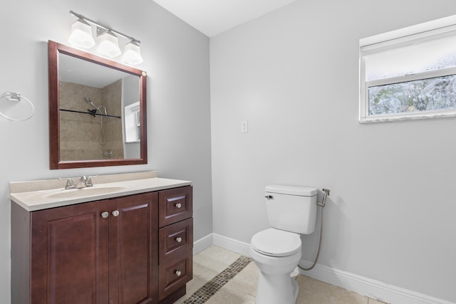 1920 Palmland Dr Unit C, Boynton Beach, FL 33436 - bathroom featuring toilet, vanity, baseboards, a shower, and tile patterned floors