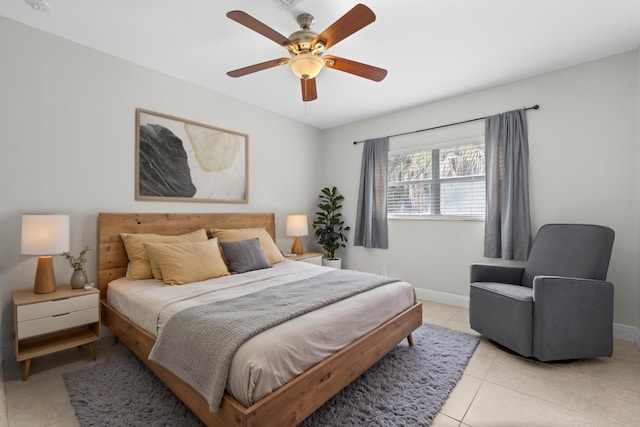 1920 Palmland Dr Unit C, Boynton Beach, FL 33436 - bedroom with light tile patterned flooring, baseboards, and ceiling fan