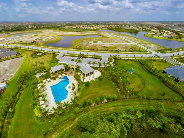 11416 SW Lake Park Dr, Port Saint Lucie, FL 34987 - aerial view of residential area featuring a large body of water and a pool