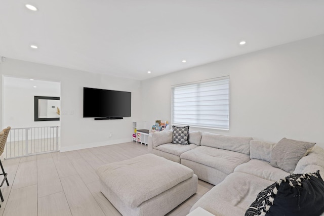 5830 SW 51st Ter, Miami, FL 33155 - living area featuring recessed lighting, baseboards, and light wood-type flooring