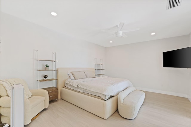 5830 SW 51st Ter, Miami, FL 33155 - bedroom featuring light wood-type flooring, recessed lighting, ceiling fan, and baseboards