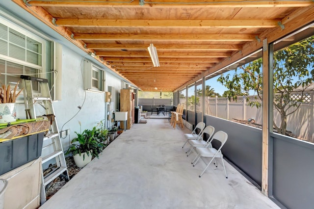 view of patio with a fenced backyard and a sink