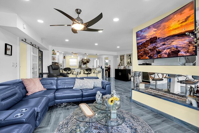 1537 E Hillsboro Blvd Unit 341, Deerfield Beach, FL 33441 - living room with ceiling fan, recessed lighting, and wood finished floors