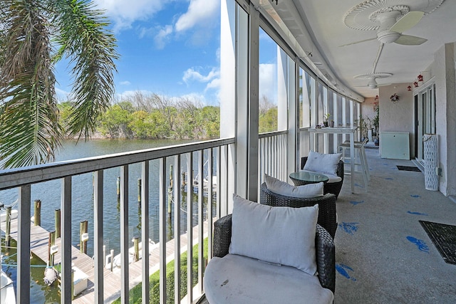1537 E Hillsboro Blvd Unit 341, Deerfield Beach, FL 33441 - sunroom featuring ceiling fan and a water view