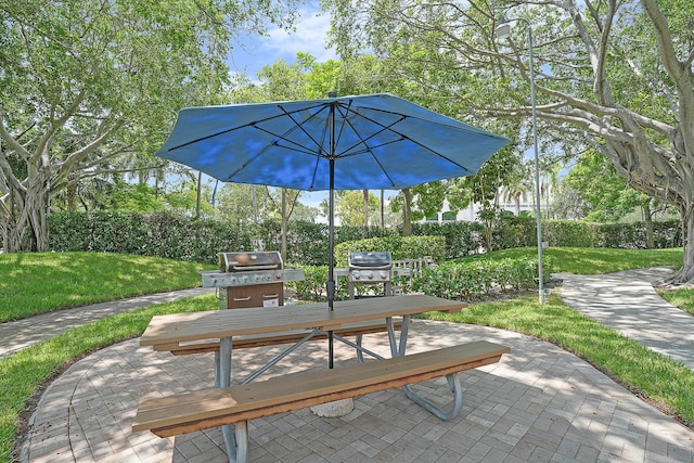1537 E Hillsboro Blvd Unit 341, Deerfield Beach, FL 33441 - view of patio featuring outdoor dining space and a grill
