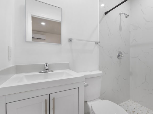 1138 SW Gardena Ave, Port Saint Lucie, FL 34953 - full bathroom with vanity, a marble finish shower, and toilet