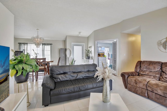 1266 NW 126th Ter, Sunrise, FL 33323 - living room with a chandelier, light tile patterned flooring, and vaulted ceiling