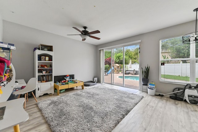 561 Peppergrass Run, Royal Palm Beach, FL 33411 - rec room featuring wood finished floors and a ceiling fan
