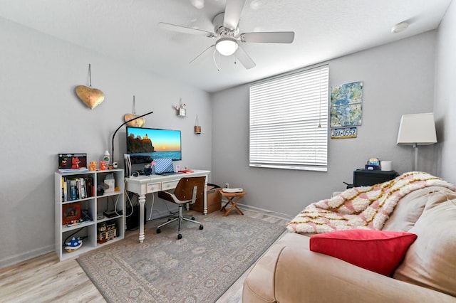561 Peppergrass Run, Royal Palm Beach, FL 33411 - office space with ceiling fan, wood finished floors, and baseboards