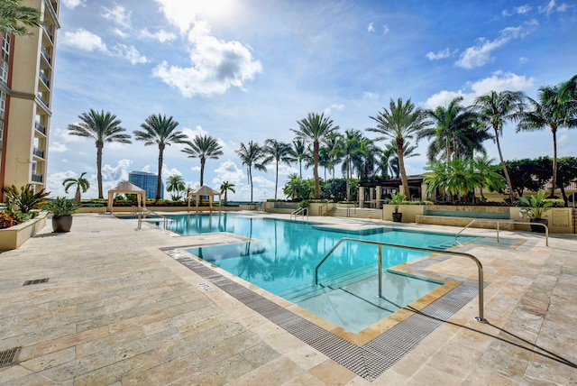 550 Okeechobee Blvd Unit 821, West Palm Beach, FL 33401 - community pool with a patio area and a gazebo