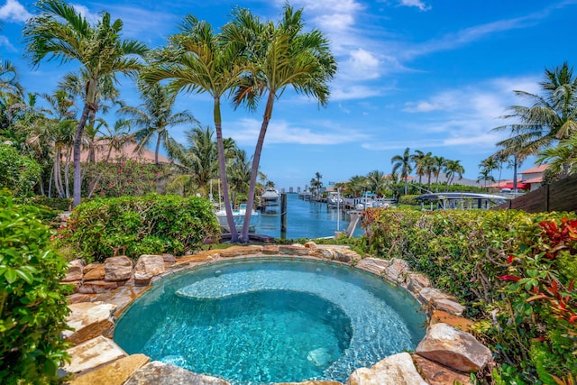 506 Corsair Dr, North Palm Beach, FL 33408 - view of pool featuring an in-ground hot tub