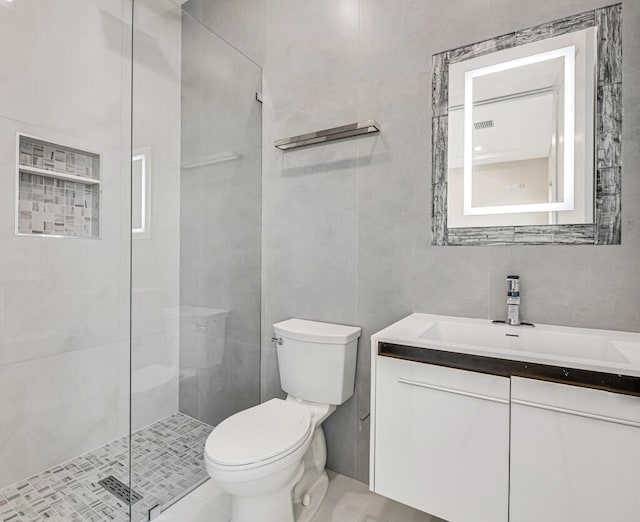 2929 Lorene Dr, Palm Springs, FL 33461 - bathroom featuring a shower stall, toilet, and vanity