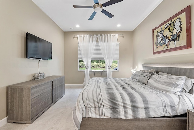 9319 Silver Shores Ln, Boynton Beach, FL 33473 - bedroom with baseboards, recessed lighting, and ceiling fan