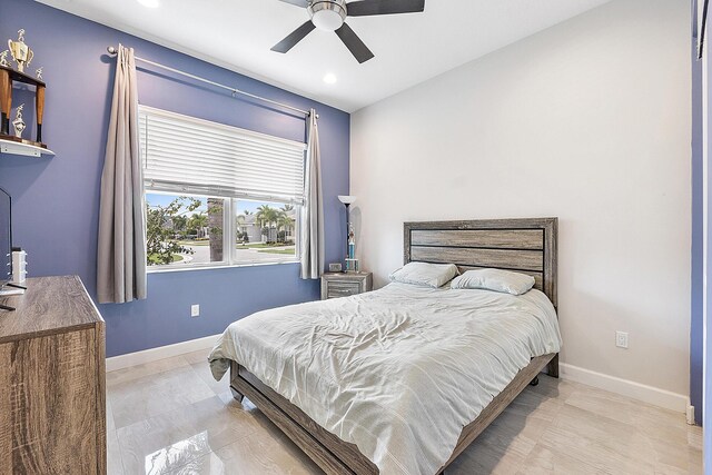 9319 Silver Shores Ln, Boynton Beach, FL 33473 - bedroom with baseboards, recessed lighting, and a ceiling fan