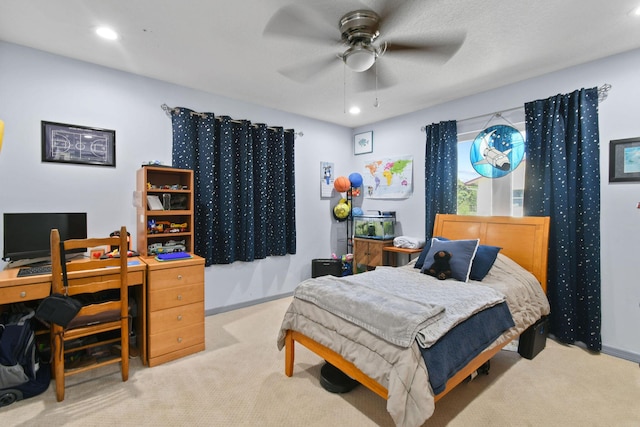 11151 88th Rd N, Palm Beach Gardens, FL 33412 - bedroom featuring carpet floors, a desk, recessed lighting, and ceiling fan