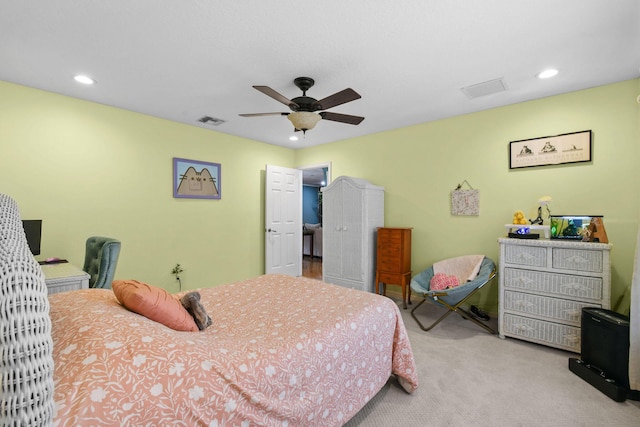 11151 88th Rd N, Palm Beach Gardens, FL 33412 - carpeted bedroom featuring recessed lighting and ceiling fan