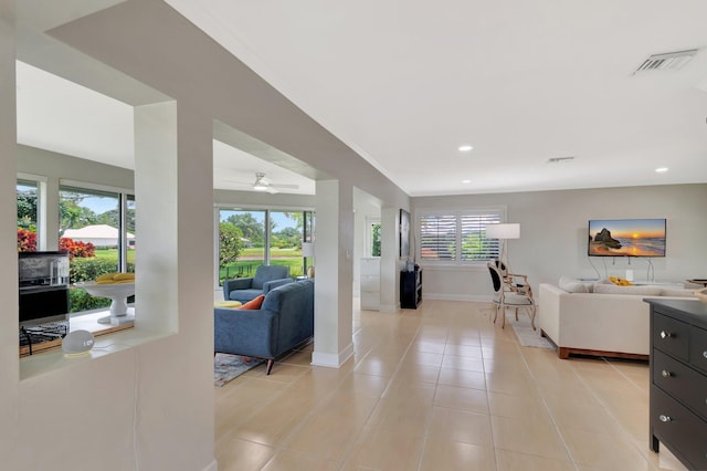 5 Slash Pine Dr, Boynton Beach, FL 33436 - living area with light tile patterned floors, baseboards, and recessed lighting