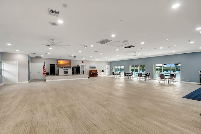 410 High Point Dr Unit C, Delray Beach, FL 33445 - misc room with a ceiling fan, recessed lighting, light wood-style flooring, and baseboards