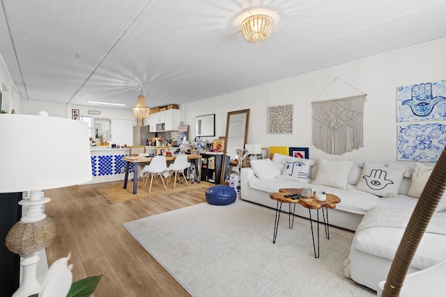 living area featuring light wood-style floors