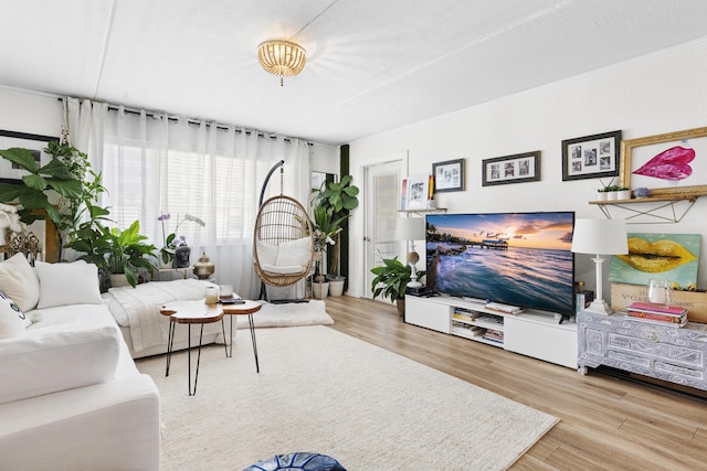 living room with wood finished floors