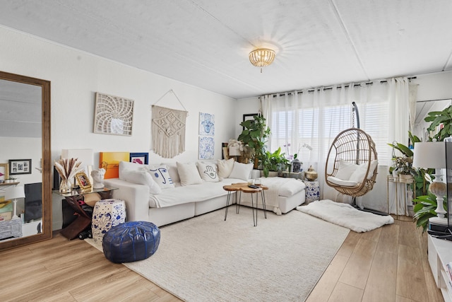 living room with light wood-style floors