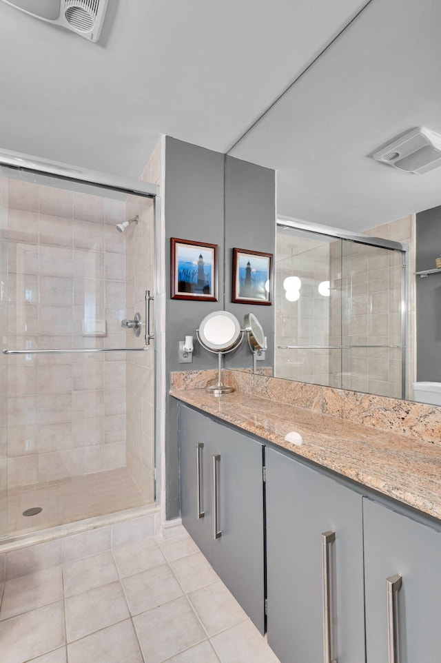 730 Greensward Ct Unit 107-J, Delray Beach, FL 33445 - full bath featuring tile patterned floors, a stall shower, and vanity