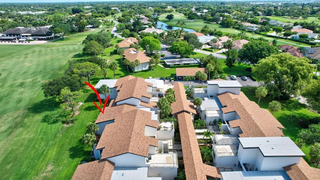 730 Greensward Ct Unit 107-J, Delray Beach, FL 33445 - aerial perspective of suburban area featuring a local golf course and a nearby body of water