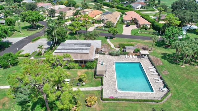 730 Greensward Ct Unit 107-J, Delray Beach, FL 33445 - aerial view of property's location featuring a pool area and nearby suburban area